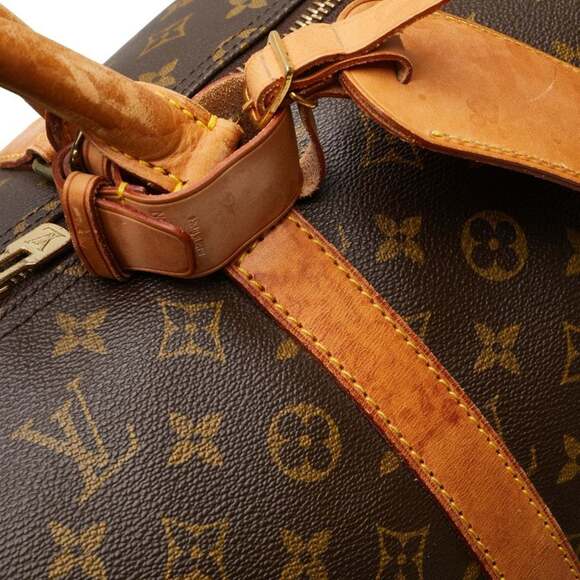 LOUIS VUITTON Brown Monogram Leather Keepall 55 Boston Bag